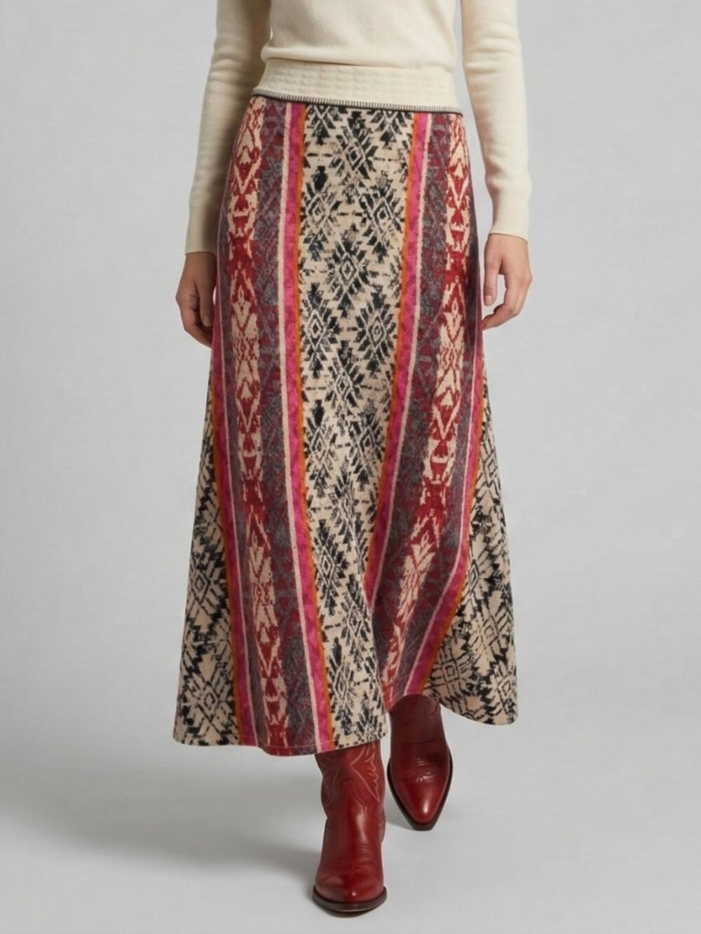 Anthropologie M Knit Ethnic Indie Folk Cottagecore Maxi Skirt
